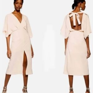 Top shop light pink batwing plunge tea length dress